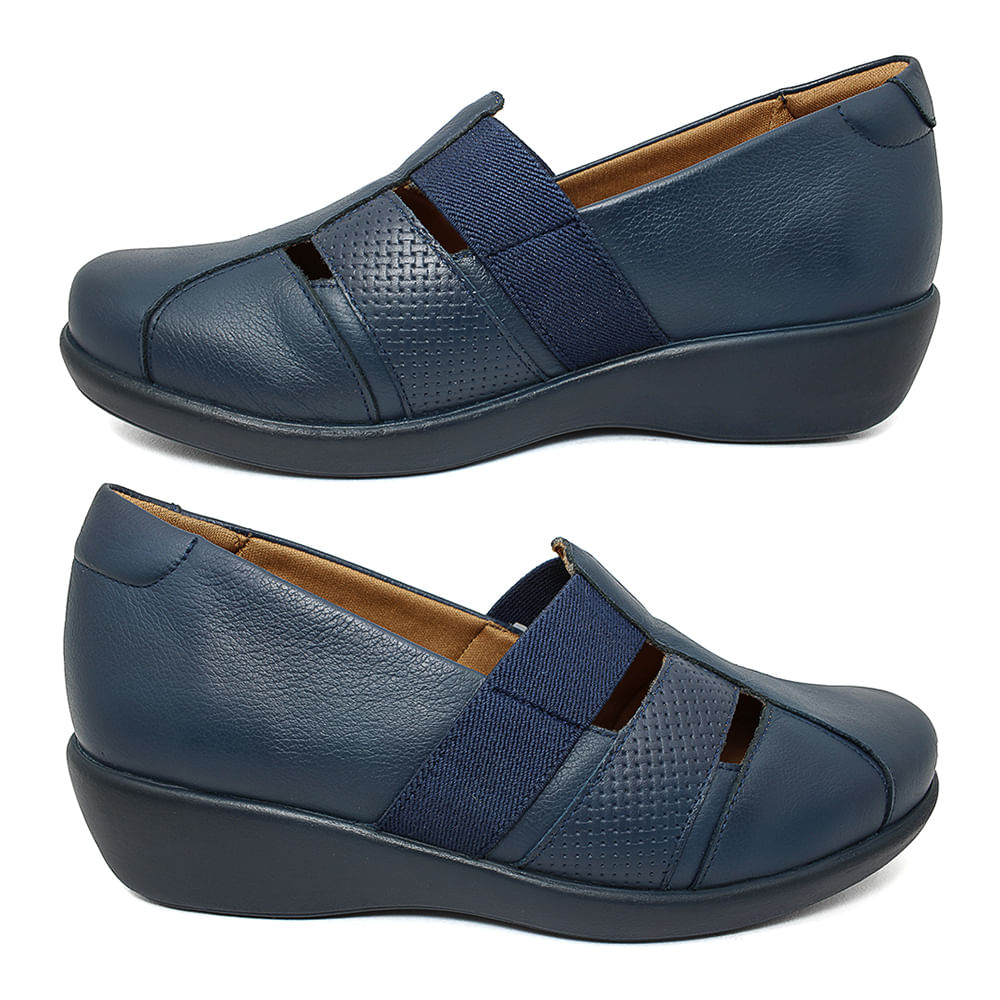 Sapato Feminino Anatômico Confortável - Azul Marinho - doctorpe